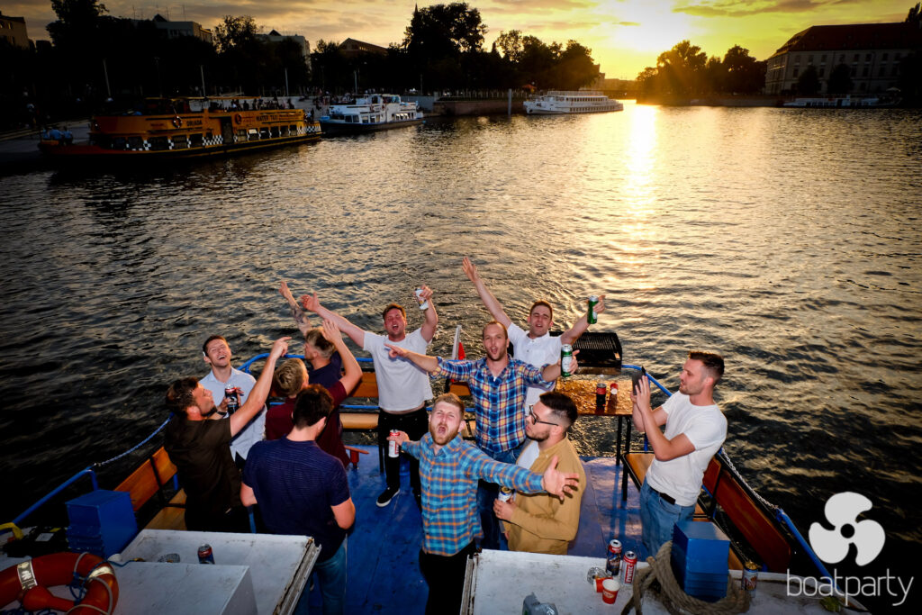 Boat party at sunset