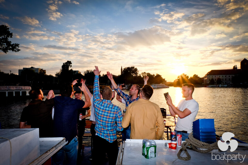 Sunset during a boat party