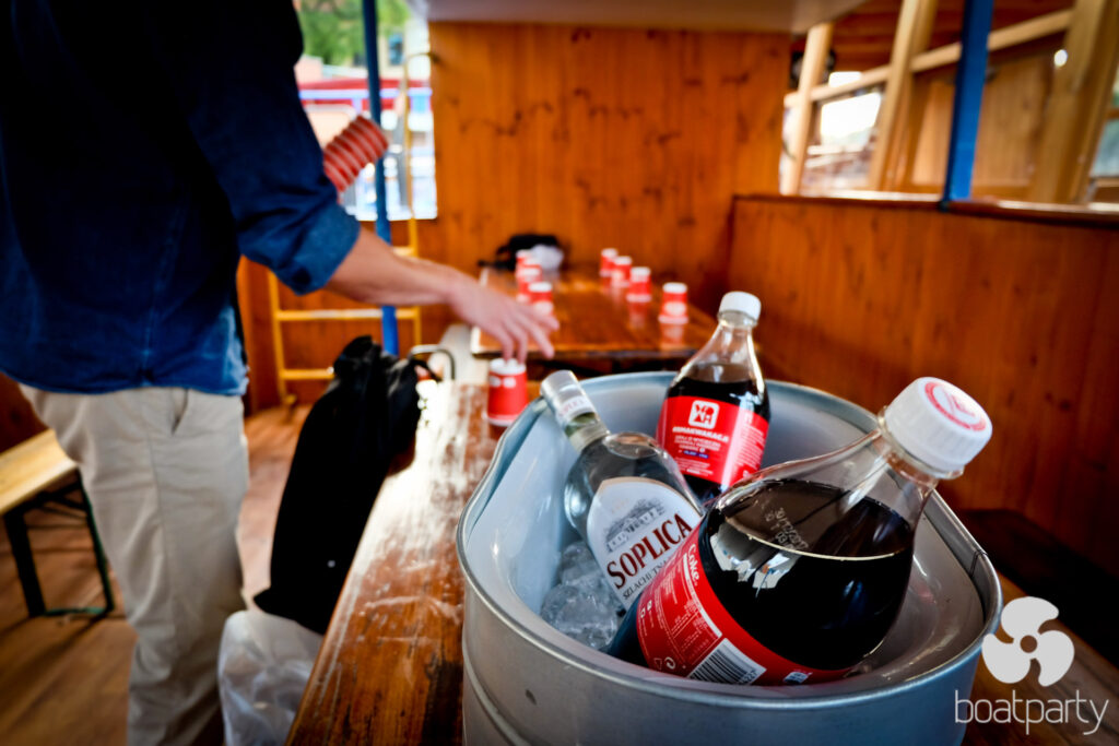 Drinks in an ice cooler on the boat