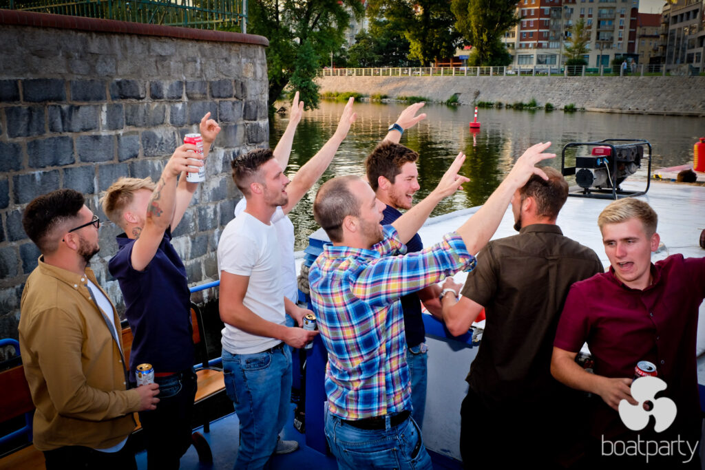 Toast at a stag do on a boat