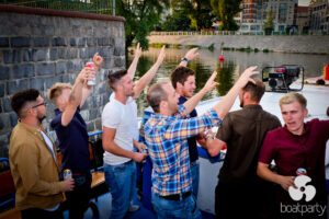Toast at a stag do on a boat