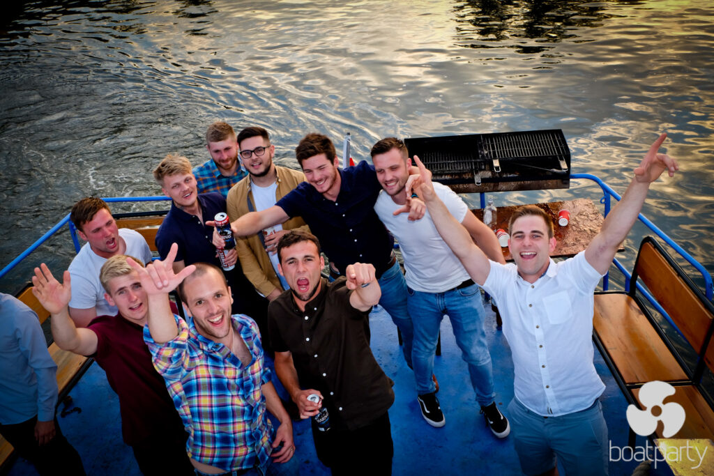 Stag do crew on board the party boat