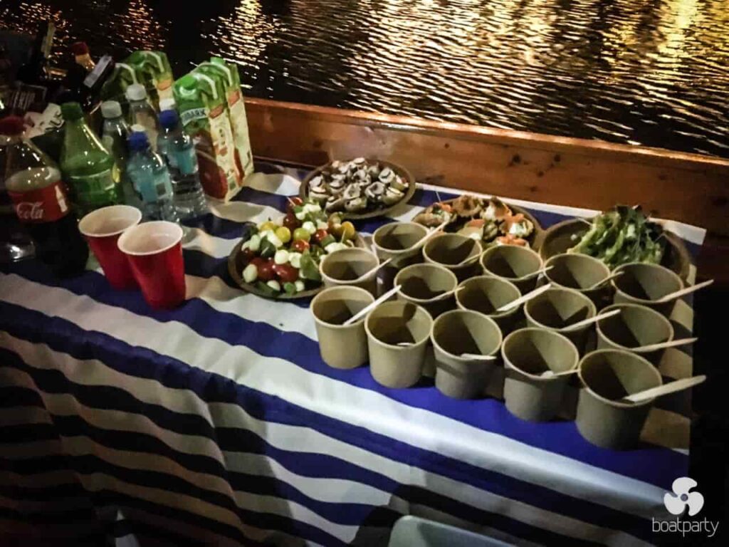 Buffet prepared for a boat party