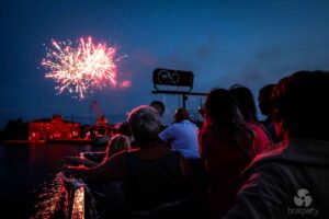 Fireworks display during a boat party
