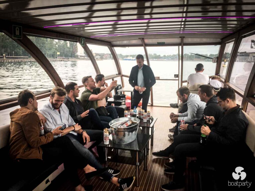 Party in the boat's cabin