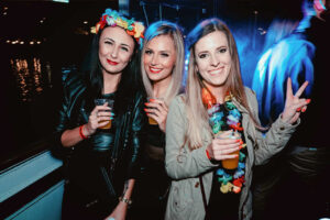 Women at a boat party