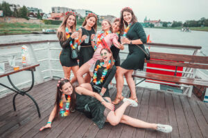 Hen party on a boat in Krakow